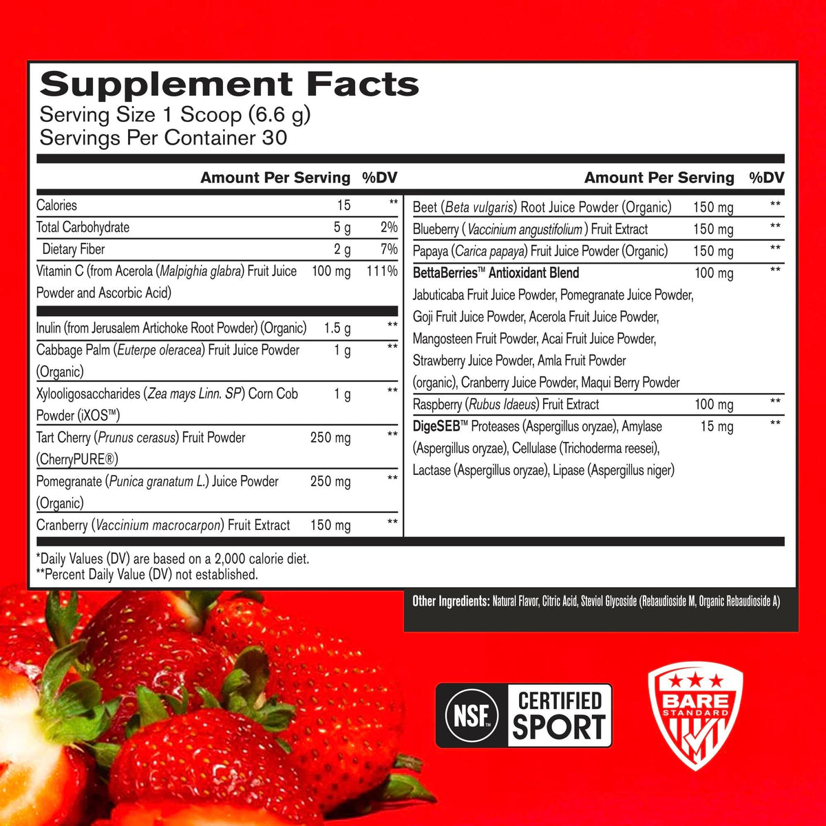 BPN Strong Reds Superfood en Polvo — Fresa, 30 Porciones