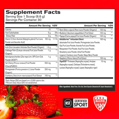 BPN Strong Reds Superfood en Polvo — Fresa, 30 Porciones