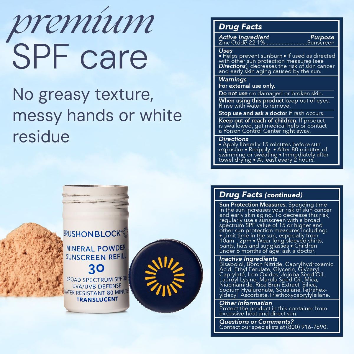 Recambio de polvos de protección solar mineral Brush On Block SPF 30