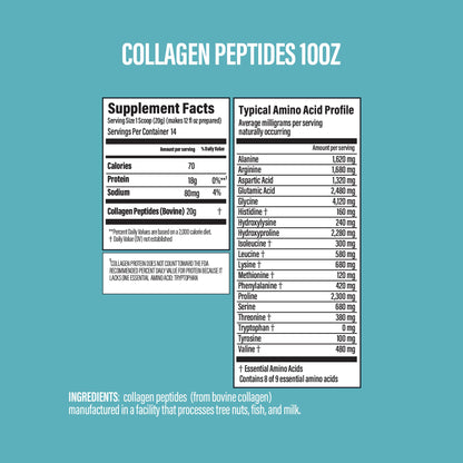 BUBS Naturals Grass-Fed Collagen Peptides — Unflavoured, 10oz