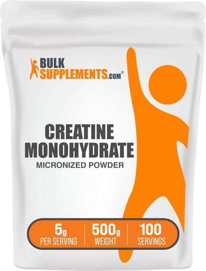BulkSupplements Creatina Monohidratada en Polvo – Micronizada, Sin Sabor | 500g