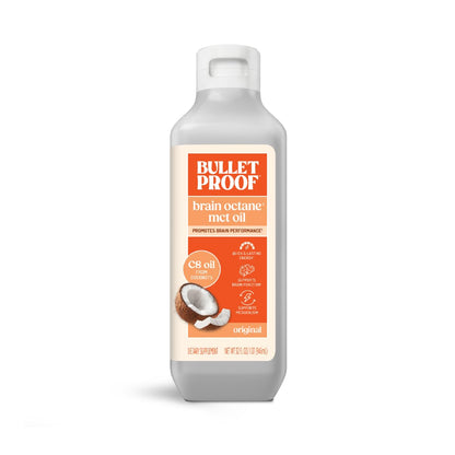 Aceite MCT C8 Brain Octane de Bulletproof, 32 oz – Energía cetogénica, concentración y soporte para antojos