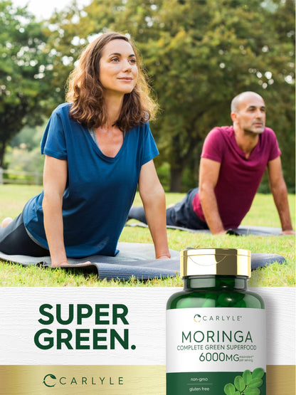 Cápsulas de moringa oleifera de Carlyle 6000 mg | Paquete de 2 de 180 unidades | Sin OMG