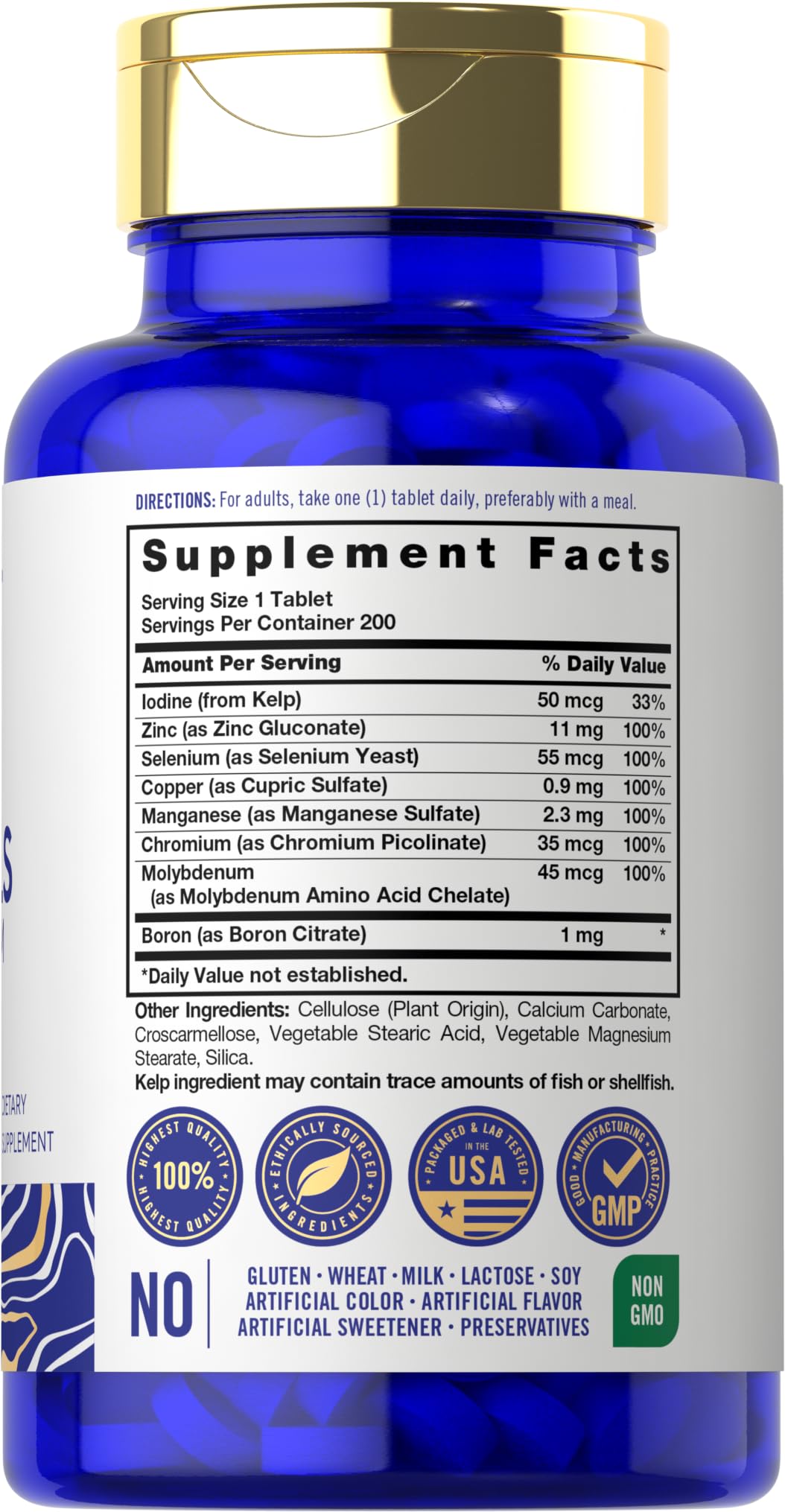 Vital Trace Minerales Traza de Espectro Completo — 200 Comprimidos