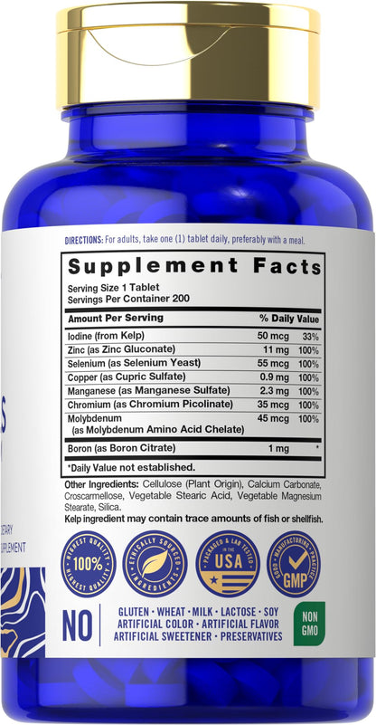 Vital Trace Minerales Traza de Espectro Completo — 200 Comprimidos