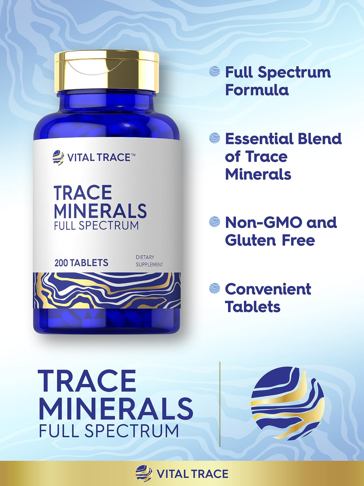 Vital Trace Minerales Traza de Espectro Completo — 200 Comprimidos