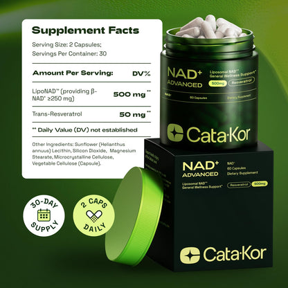 Cata-Kor Liposomal NAD+ con Resveratrol – Alternativa a NMN | Probado por Terceros