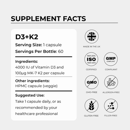 Charava Vitamina D3 (4000 UI) + K2 (MK-7)