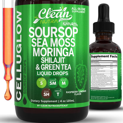 Clean Nutra CelluGlow Liquid Drops 120ml | Soursop, Sea Moss & Moringa