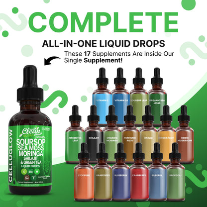 Clean Nutra CelluGlow Liquid Drops 120ml | Soursop, Sea Moss & Moringa