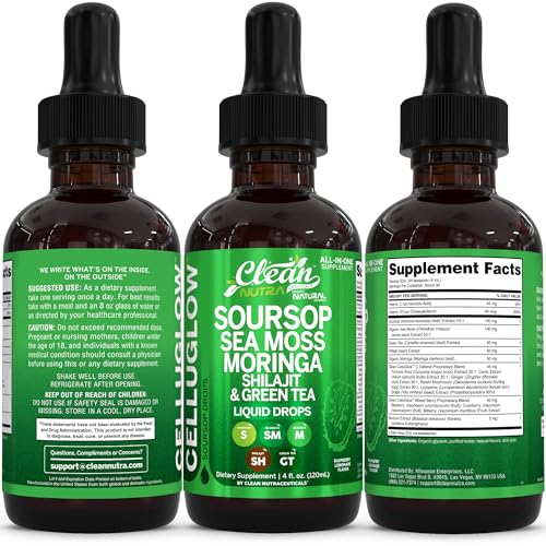 Clean Nutra CelluGlow Liquid Drops 120ml | Soursop, Sea Moss & Moringa