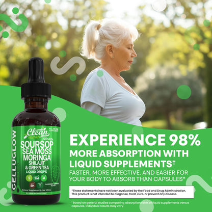 Clean Nutra CelluGlow Liquid Drops 120ml | Soursop, Sea Moss & Moringa