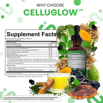 Clean Nutra CelluGlow Liquid Drops 120ml | Soursop, Sea Moss & Moringa