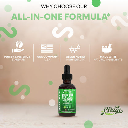 Clean Nutra CelluGlow Liquid Drops 120ml | Soursop, Sea Moss & Moringa
