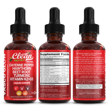 Gotas Líquidas de Pimienta de Cayena Clean Nutra con Baya de Espino, D3, K2 y Cúrcuma (Paquete de 2)