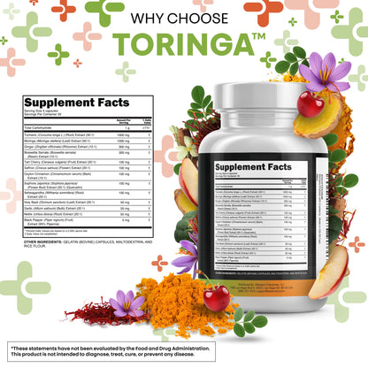 Suplemento Clean Nutra de Cúrcuma y Moringa con Jengibre, Boswellia y Azafrán