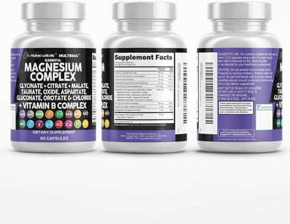 Clean Nutraceuticals MultiMag Magnesium Complex - 9 Magnesium Forms + B Vitamins (180 Capsules, Pack of 2) - Calm Era