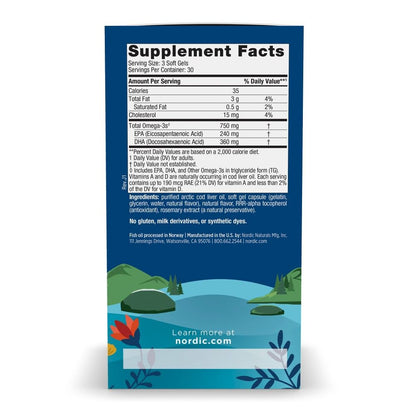 Nordic Naturals Arctic Cod Liver Oil Lemon – 90 Softgels | 750mg Omega-3