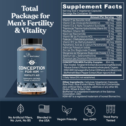 Paquete de fertilidad Conception para ella y para él – 120 unidades | Vitaminas prenatales