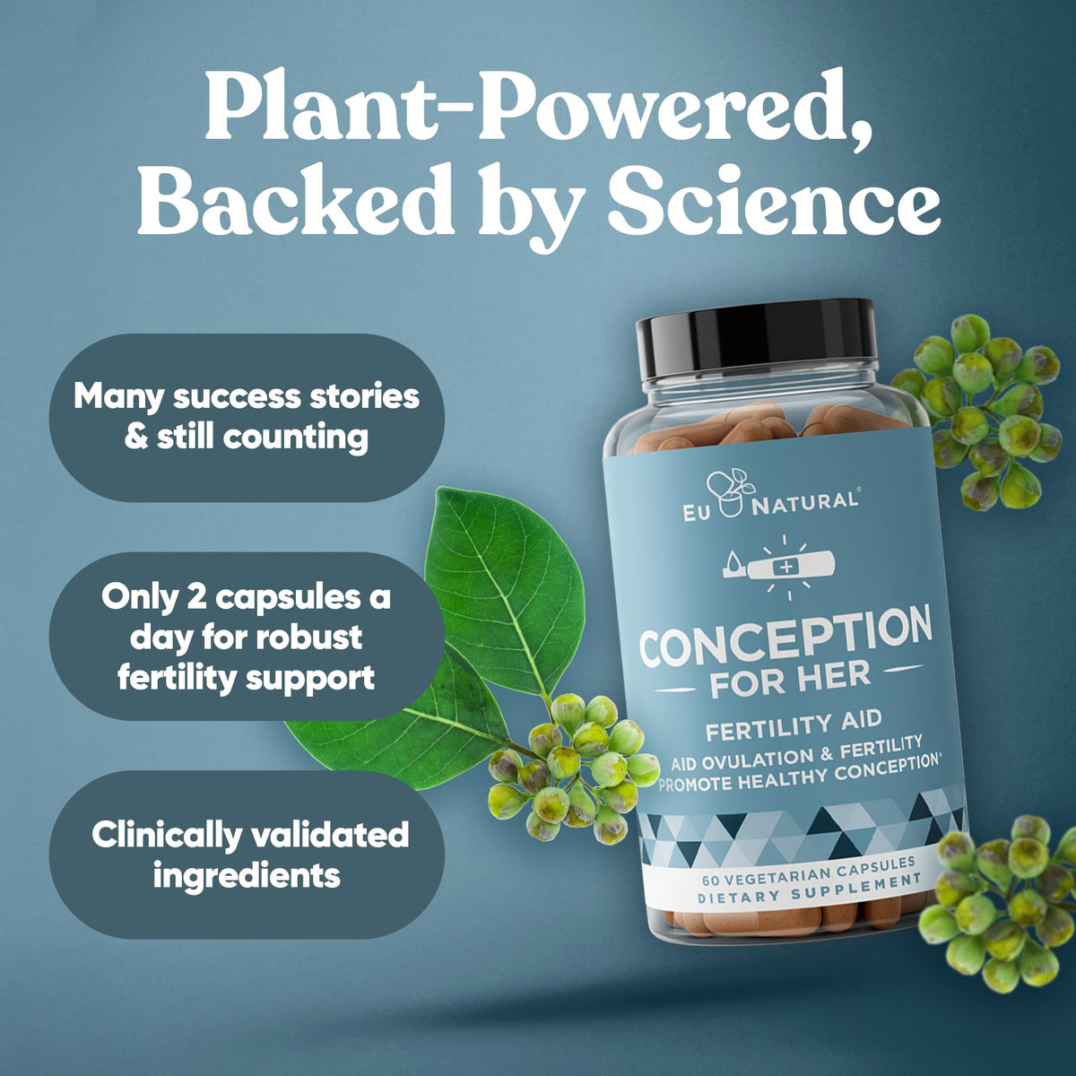 Suplementos de fertilidad Conceptión para mujeres – Apoyo a la ovulación, equilibrio hormonal, ciclos regulares – Vitamina prenatal con mioinositol, folato, vitex