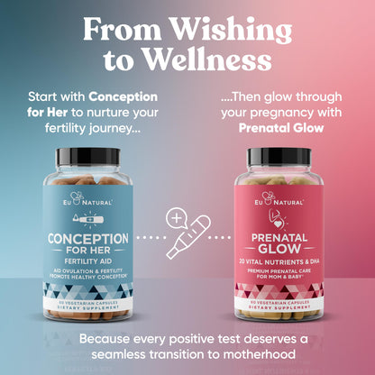 Suplementos de fertilidad Conceptión para mujeres – Apoyo a la ovulación, equilibrio hormonal, ciclos regulares – Vitamina prenatal con mioinositol, folato, vitex