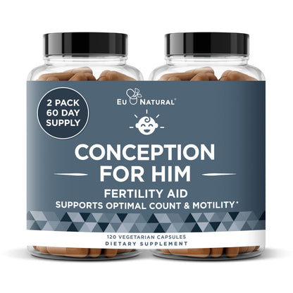 Concepción Para Él – Suplementos de Fertilidad Masculina (Ashwagandha, Folato, Zinc, Magnesio) – 120 Cápsulas Blandas Vegetales