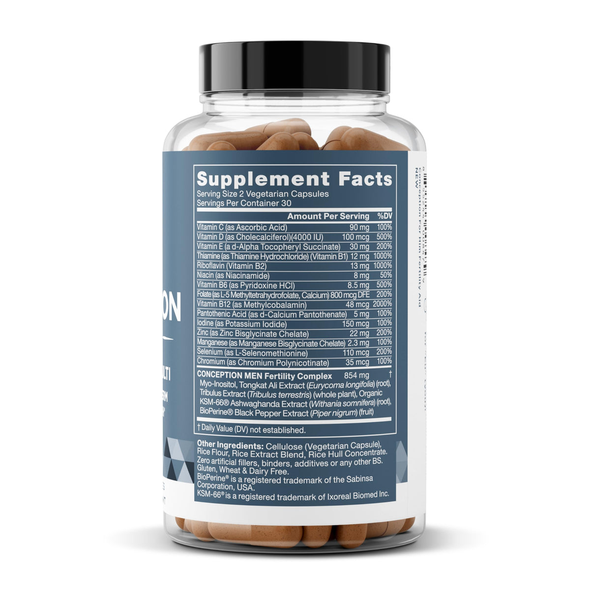 Concepción Para Él – Suplementos de Fertilidad Masculina (Ashwagandha, Folato, Zinc, Magnesio) – 120 Cápsulas Blandas Vegetales