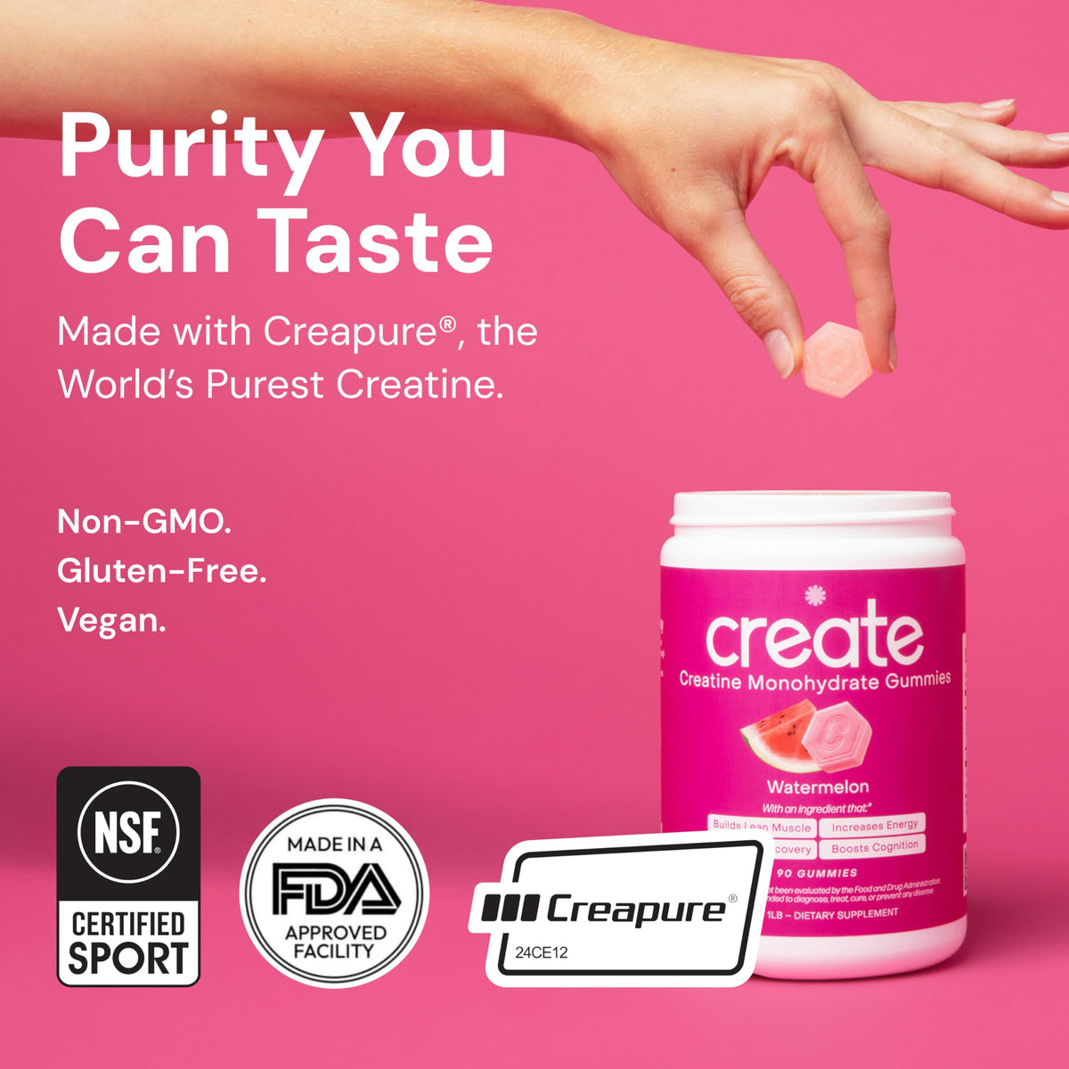 Create Creatine Monohydrate Gummies 1.5g | Vegan Anti-Melt Orange Flavour