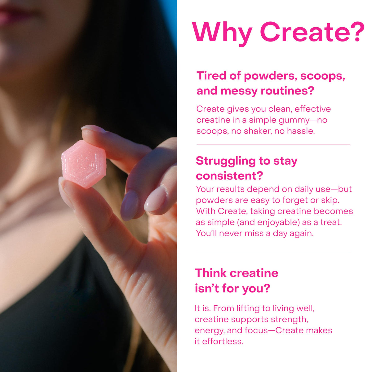 Create Creatine Monohydrate Gummies 1.5g | Vegan Anti-Melt Orange Flavour