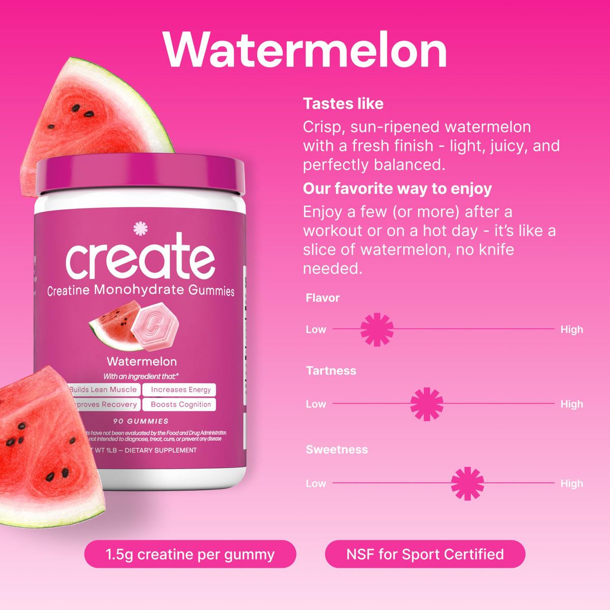 Create Creatine Monohydrate Gummies 1.5g | Vegan Anti-Melt Orange Flavour