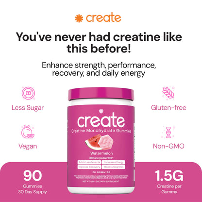 Create Creatine Monohydrate Gummies 1.5g | Vegan Anti-Melt Orange Flavour