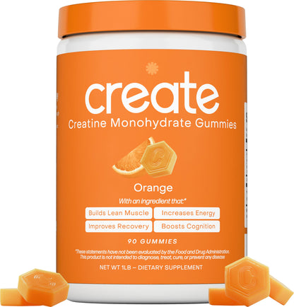 Gomitas de Monohidrato de Creatina 1.5g | Veganas Anti-derretimiento Naranja