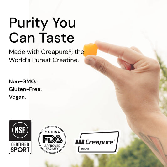 Gomitas de Monohidrato de Creatina 1.5g | Veganas Anti-derretimiento Naranja
