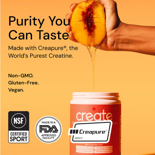 Cree gomitas de monohidrato de creatina | 1,5 g de Creapure por gomita | Melocotón agrio | Vegano
