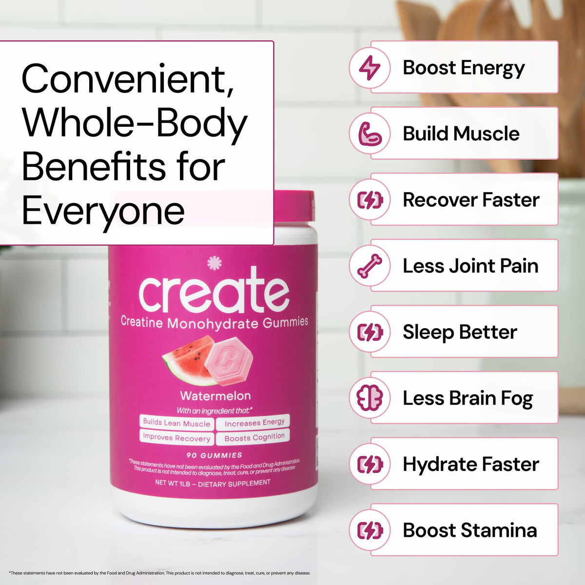 Create Creatine Monohydrate Gummies 1.5g | Vegan Anti-Melt Orange Flavour
