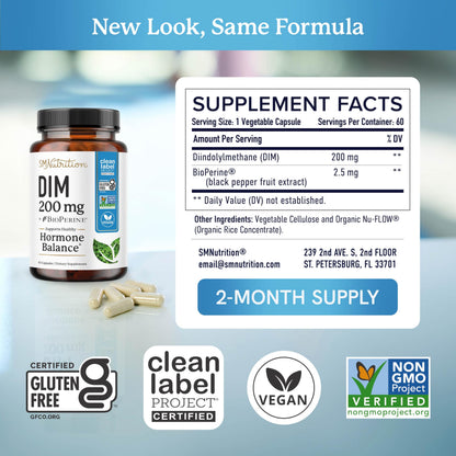 DIM 200mg Estrogen Balance Capsules 120ct | 4-Month Supply | Vegan