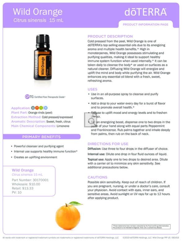 Aceite esencial doTERRA Naranja Silvestre 15ml