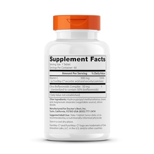 Doctor's Best Vitamina C de alta absorción con PureWay-C — 60 comprimidos