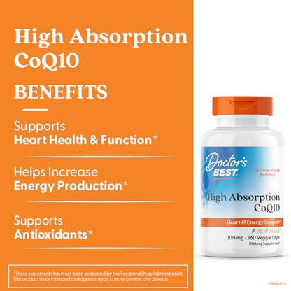 Doctor’s Best High Absorption CoQ10 with BioPerine 100mg – 360 Vegan Caps - Calm Era