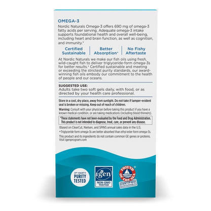 Nordic Naturals Omega-3 Limón 690 mg EPA/DHA | 180 Cápsulas Blandas 90 Porciones
