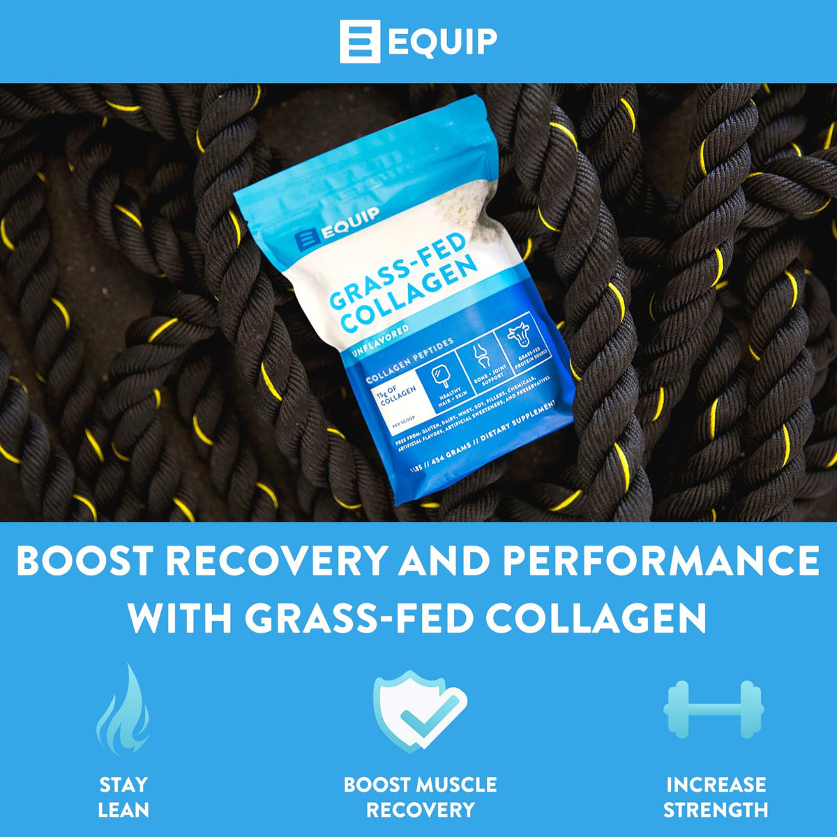 Equip Foods Grass-Fed Collagen Powder – Unflavored, Non-GMO | 30 Servings