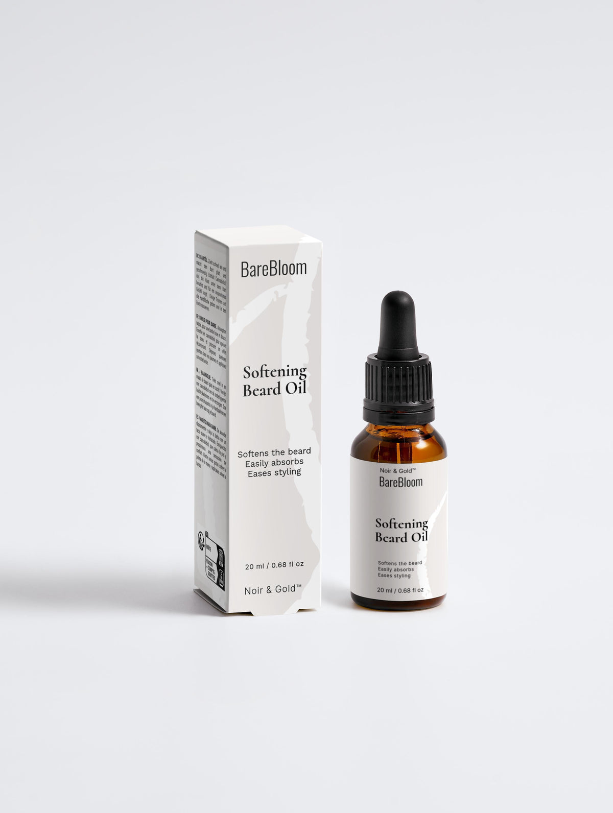 Aceite Suavizante para Barba BareBloom Noir y Dorado