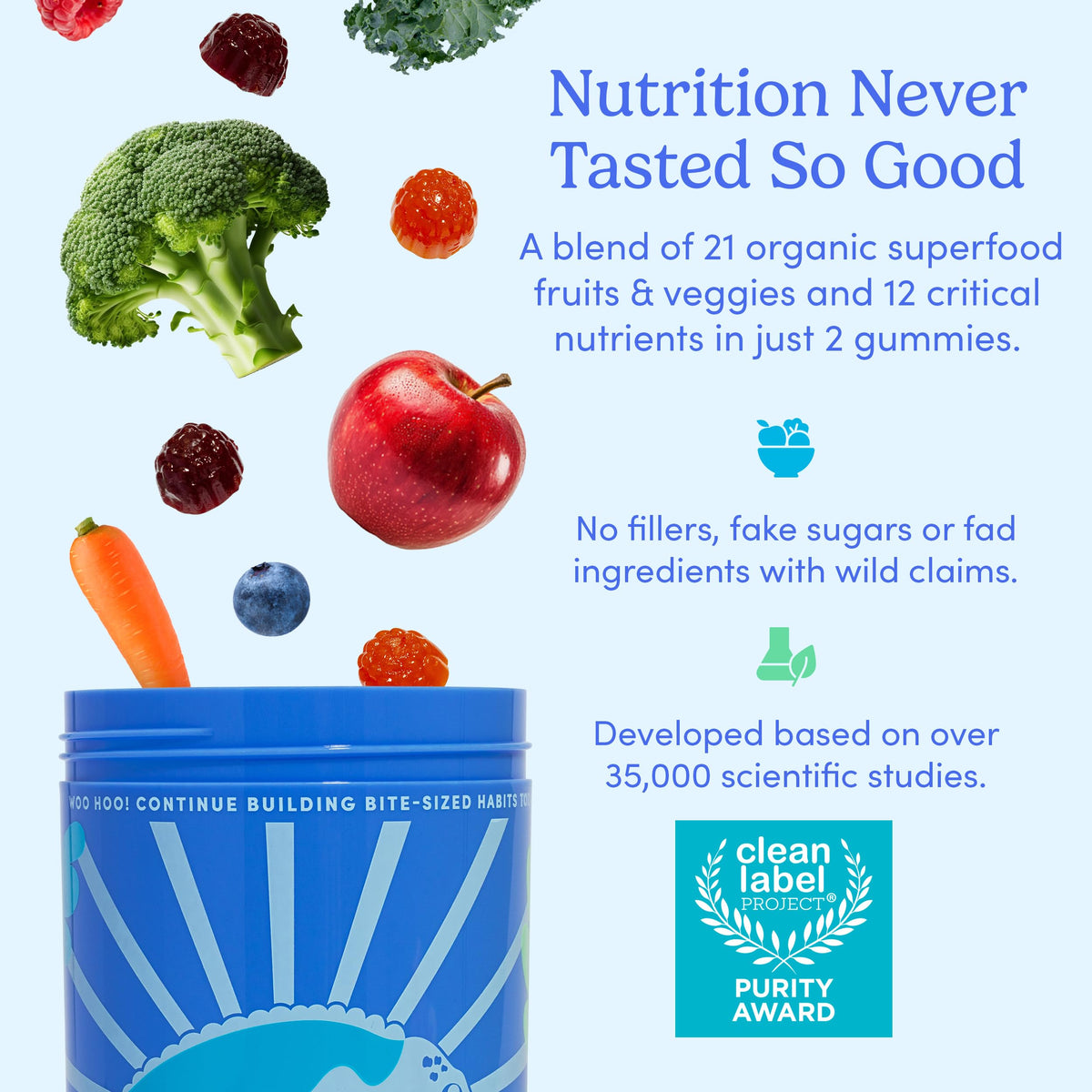 First Day Vitamins for Teens – Teen Multivitamin for Boys & Girls 12-17 | Organic Fruit & Veggie Blend | 30 Day Supply - Calm Era