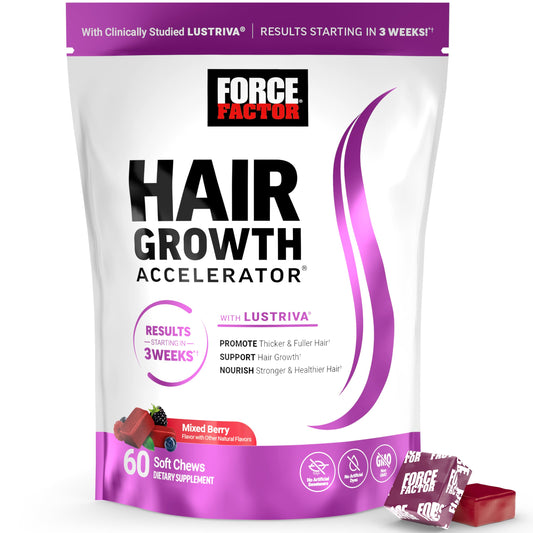 Masticables blandos aceleradores del crecimiento del cabello de Force Factor – Cabello más denso y abundante