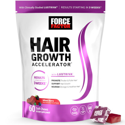 Masticables blandos aceleradores del crecimiento del cabello de Force Factor – Cabello más denso y abundante