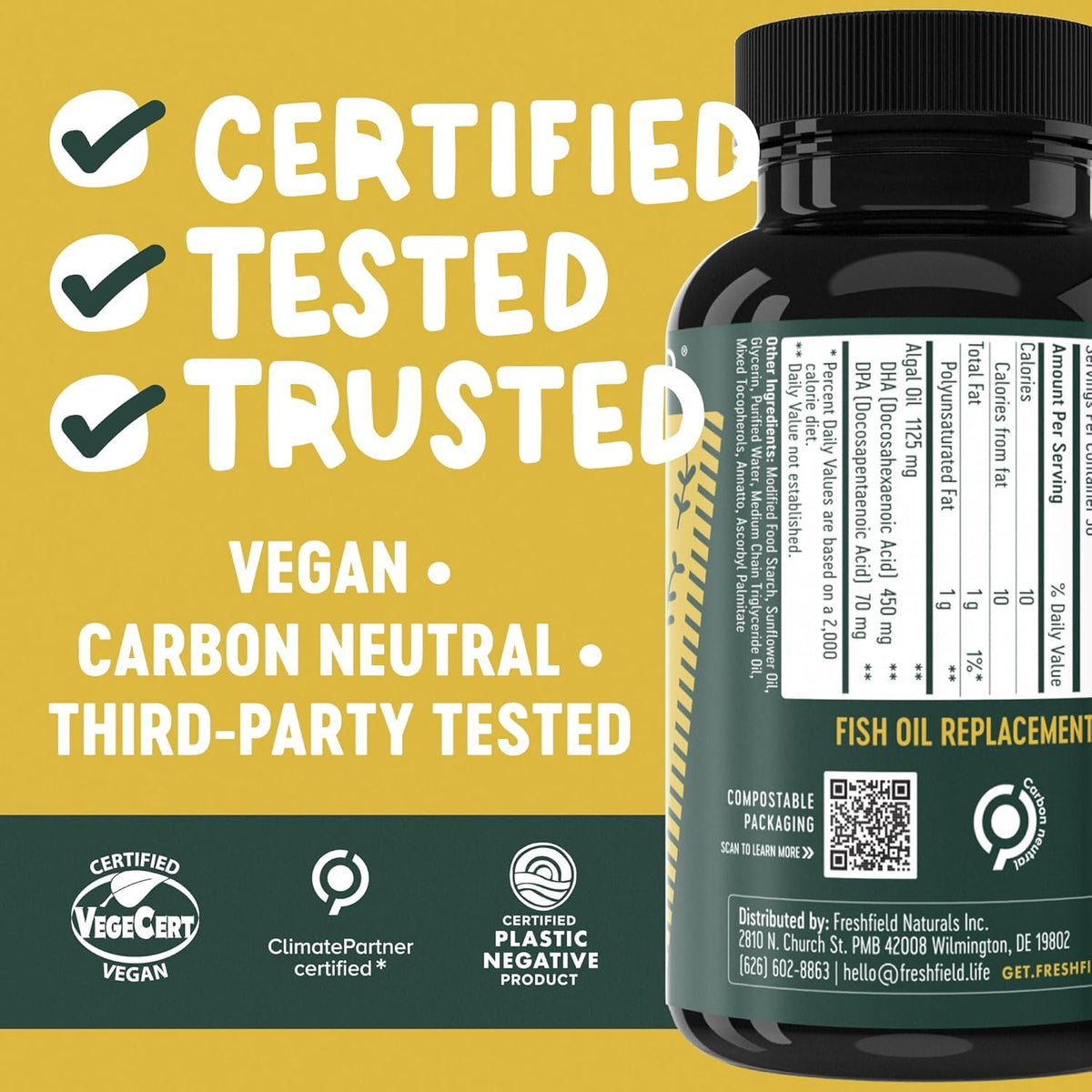 Freshfield Vegan Omega-3 from Algae – DHA + DPA - Calm Era