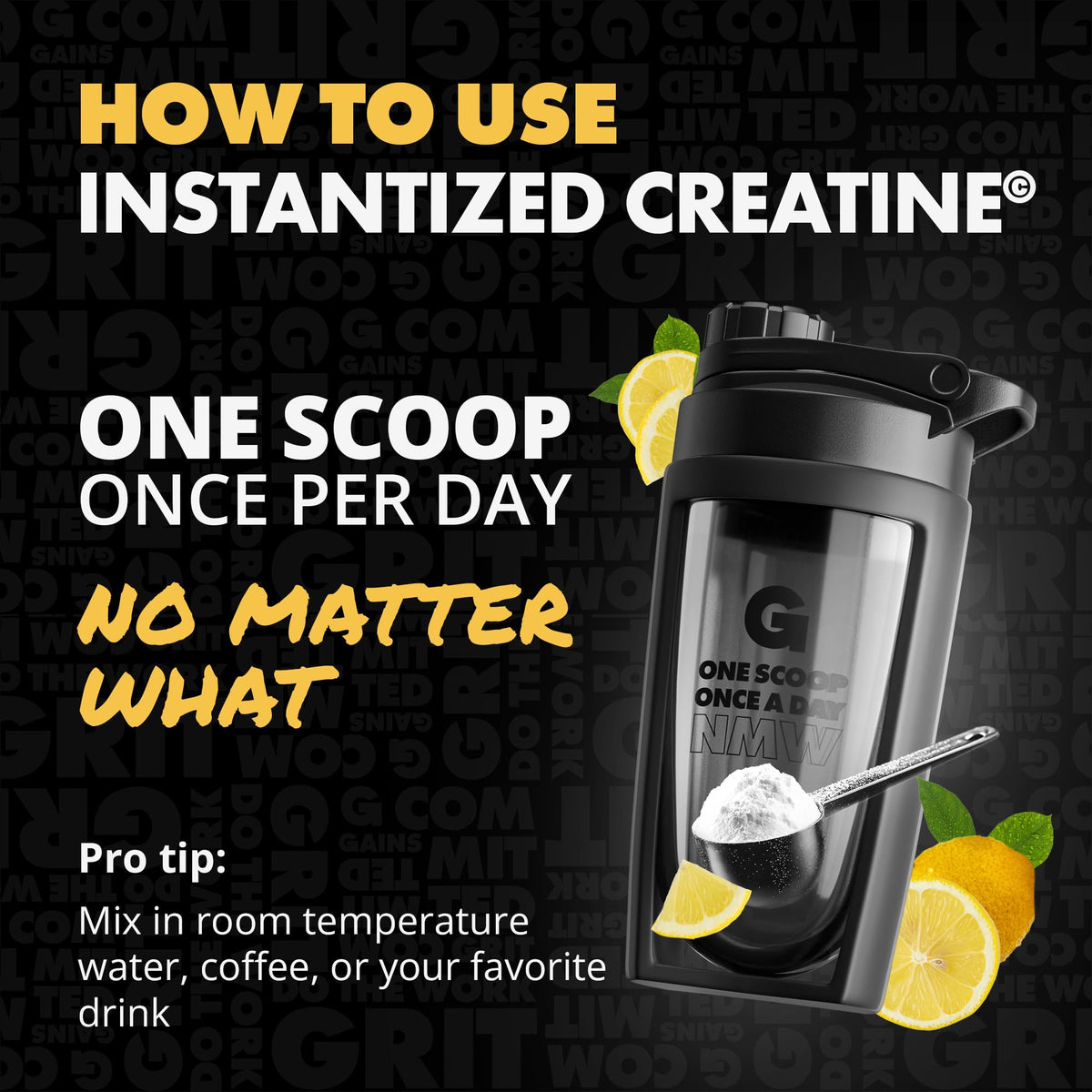 Gains in Bulk Instantized Creatine Monohydrate – Sweet Lemonade 30 Servings - Calm Era