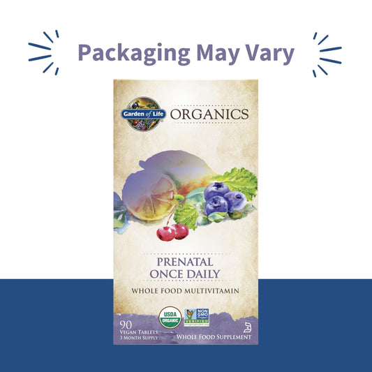 Vitaminas prenatales Garden of Life para mujeres – Folato orgánico, vegano, sin OGM, suministro para 90 días