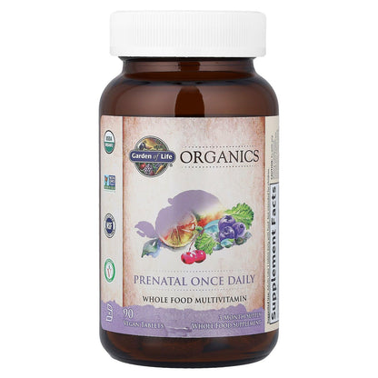 Vitaminas prenatales Garden of Life para mujeres – Folato orgánico, vegano, sin OGM, suministro para 90 días