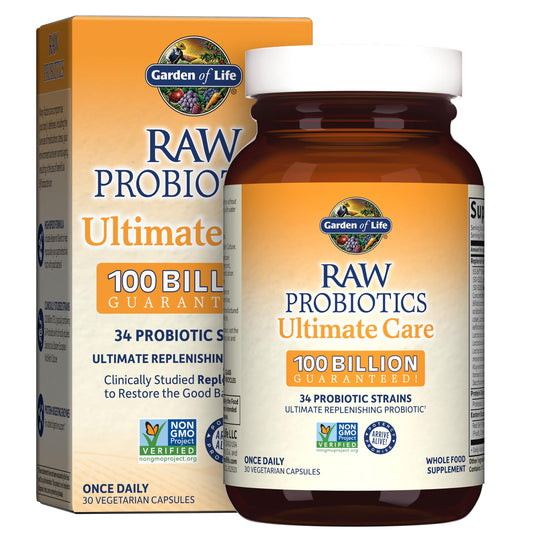 Garden of Life Probióticos Ultimate Care – 100 mil millones de UFC, 34 cepas, 30 cápsulas